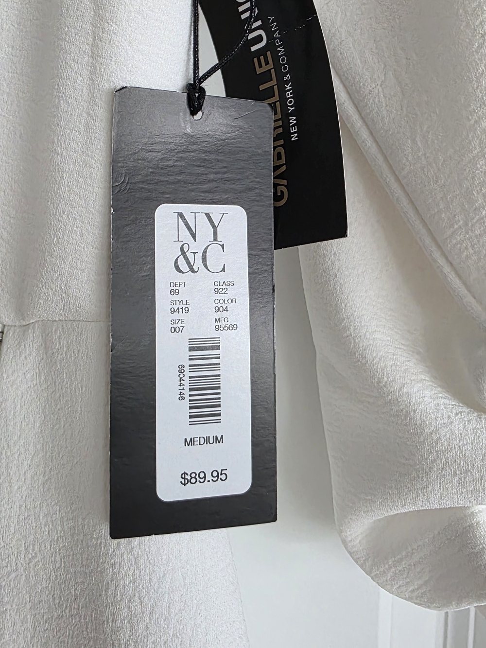 New York & Company White Faux Wrap Dress with Side Zip - Picture 6 of 6